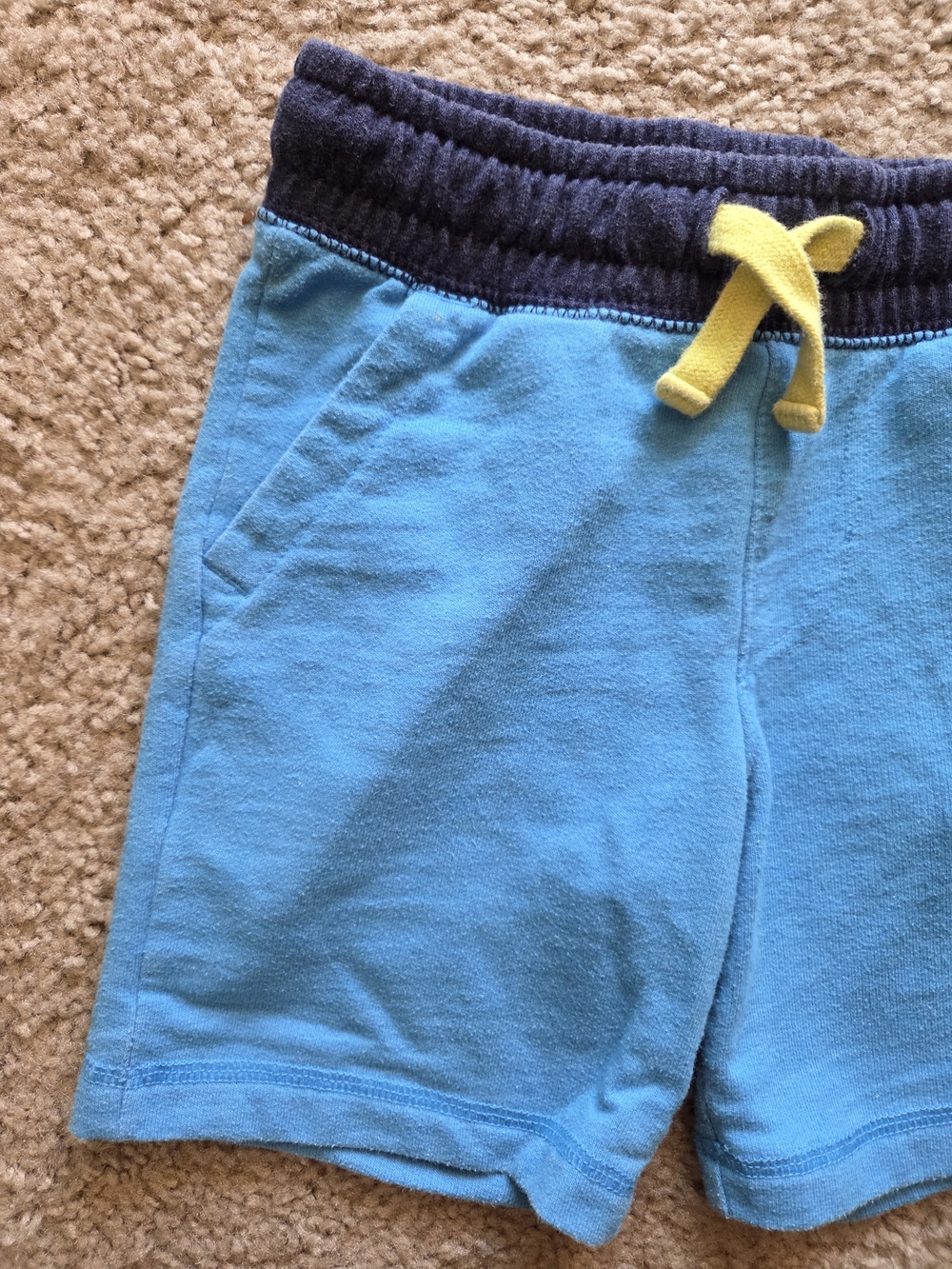 Cat & Jack Boys Blue Shorts with Navy Waistband and Yellow Drawstring Size 4T - Picture 4 of 11